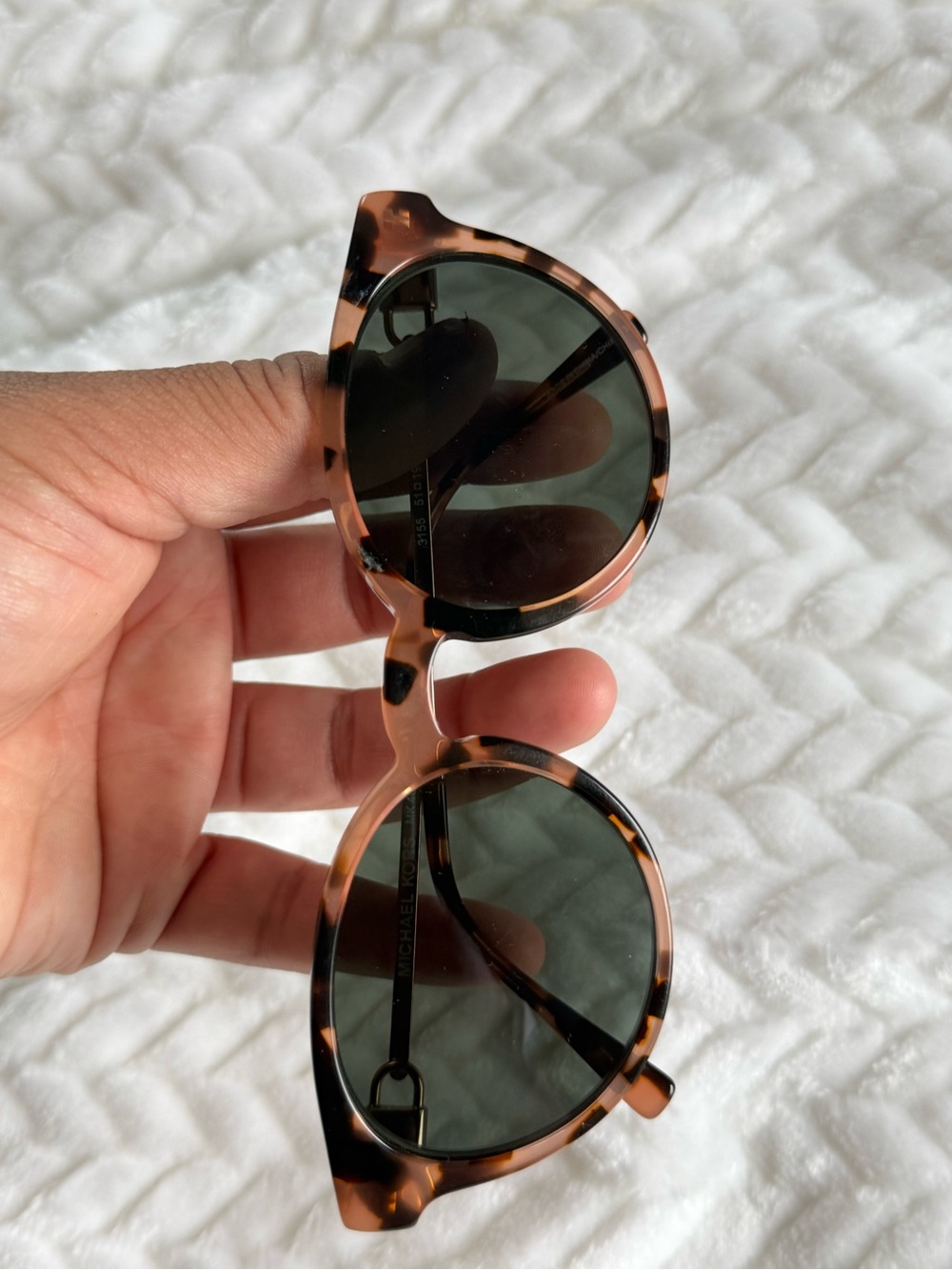 Michael Kors Tortoiseshell Round Sunglasses with Dark Green Lenses